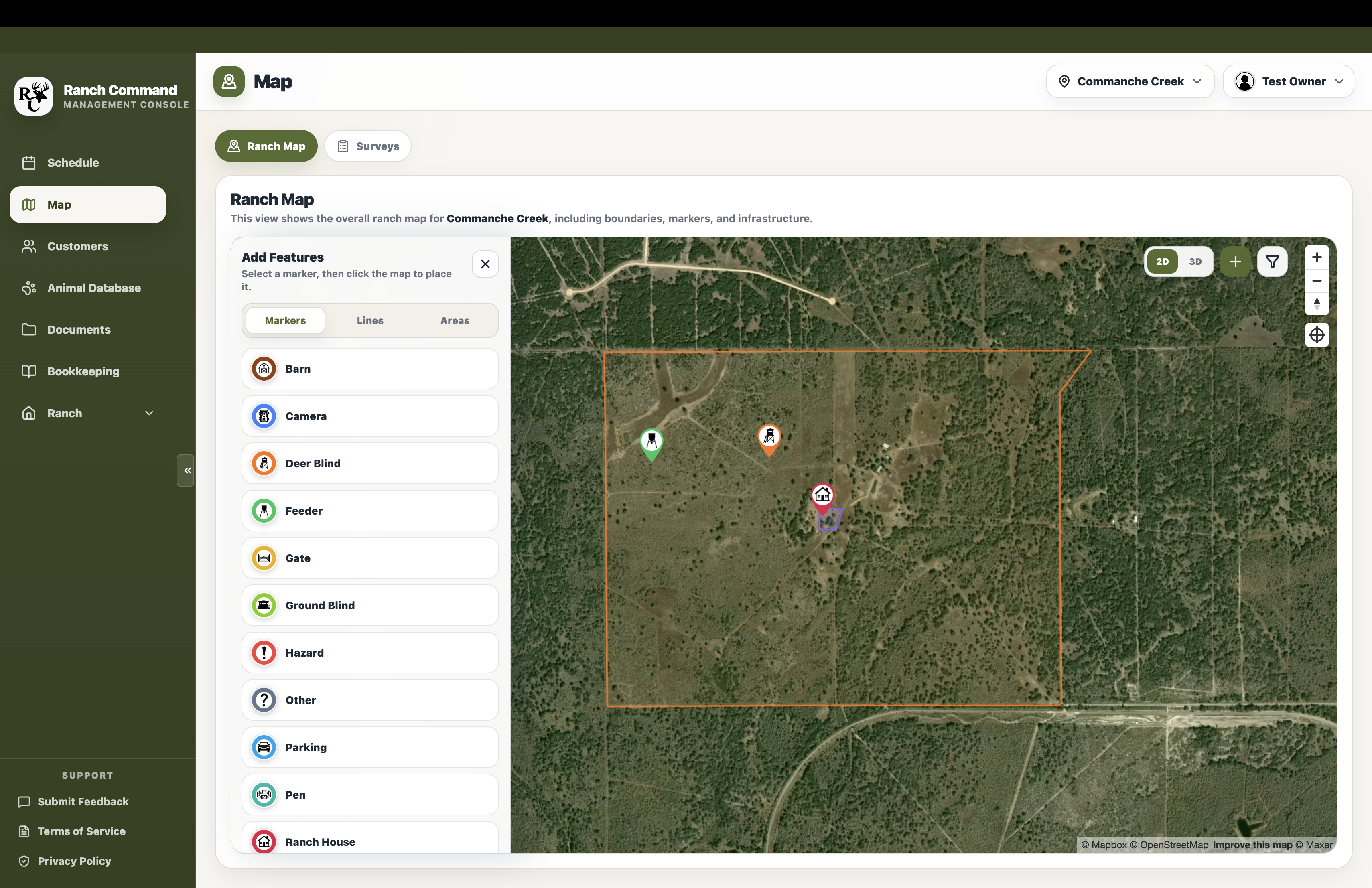 Ranch Command desktop map screen